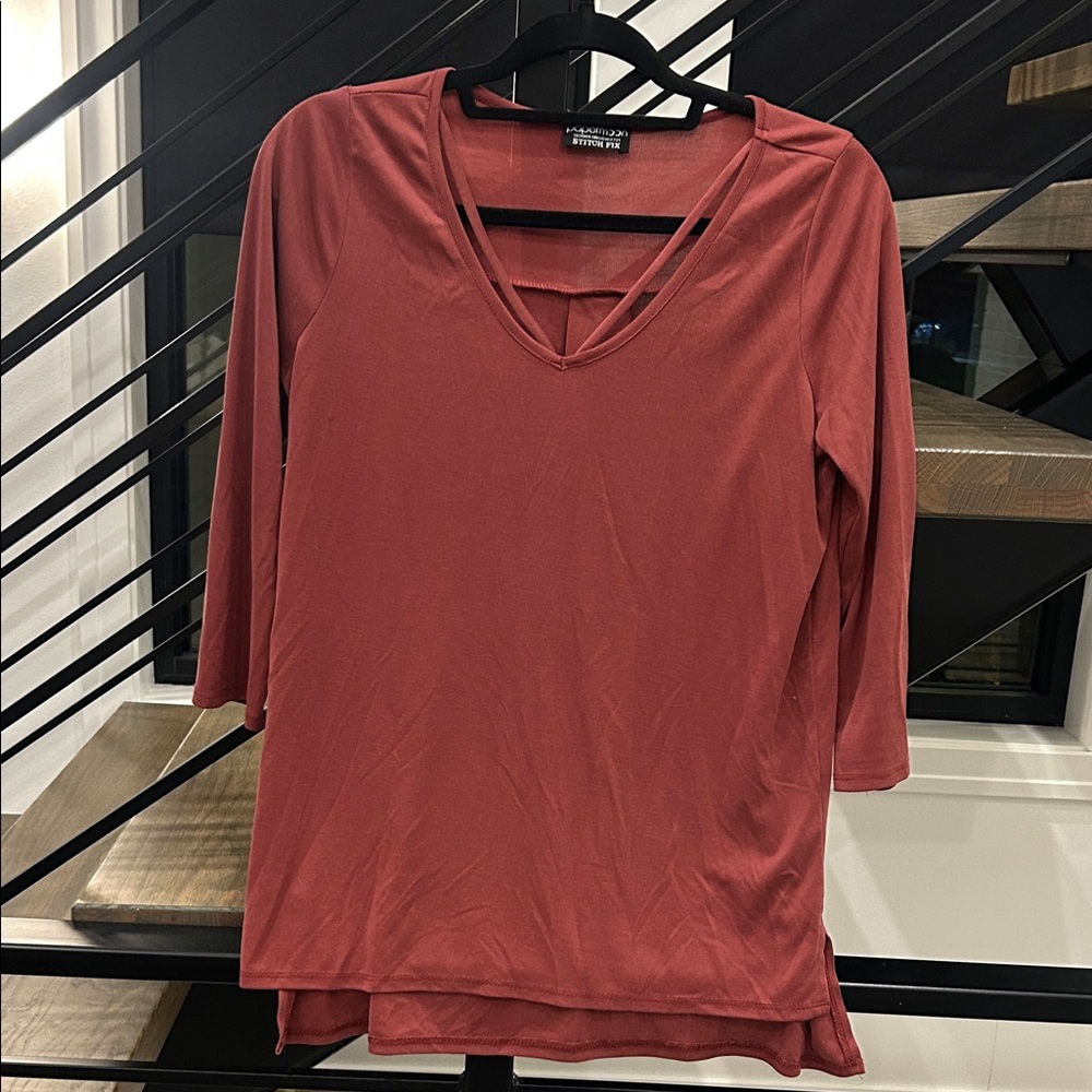 Papermoon Women's Long Sleeve Top in Rust Red